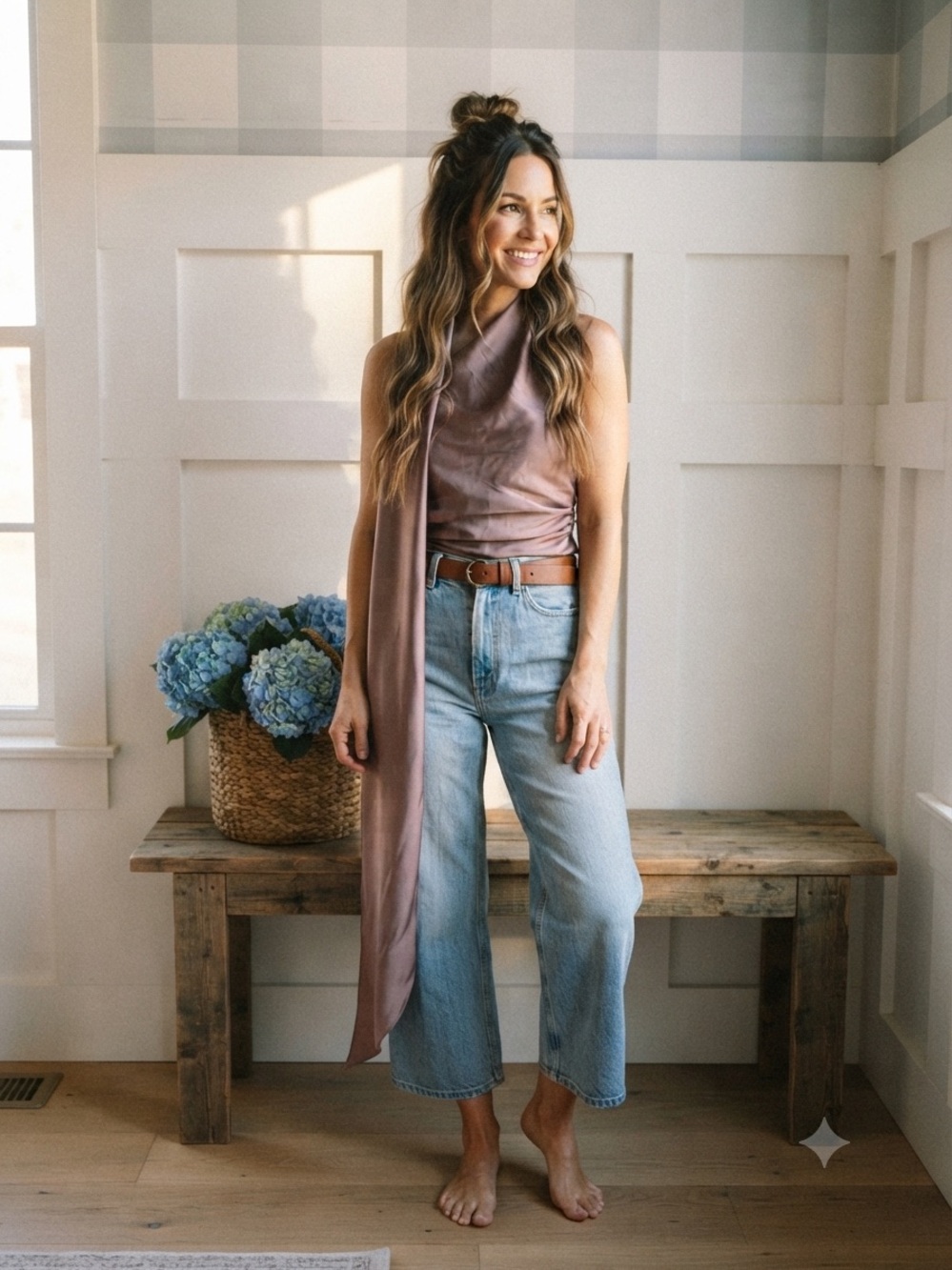 Zara Mauve Draped Sleeveless Top Medium